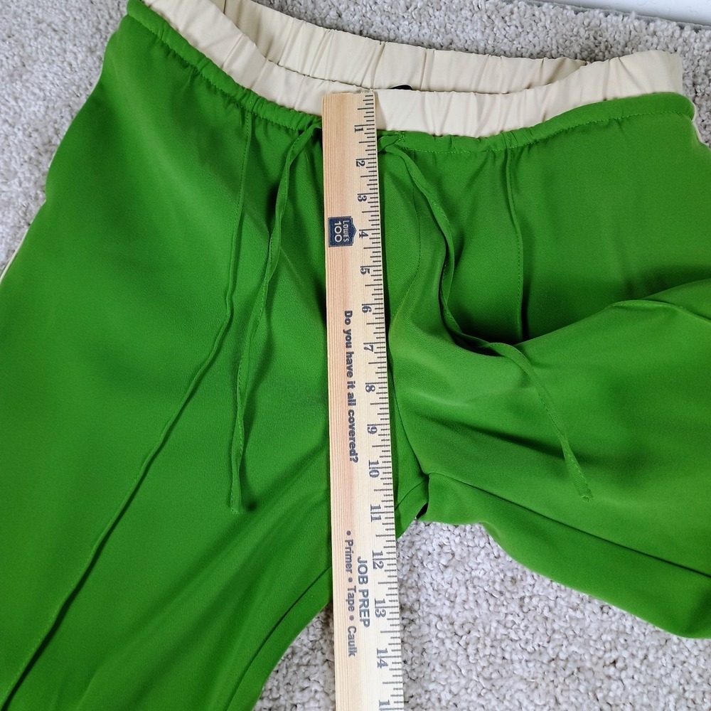 Zara Wide Leg Pants Elastic Waist Drawstring Size Medium Green Women's - Picture 6 of 12